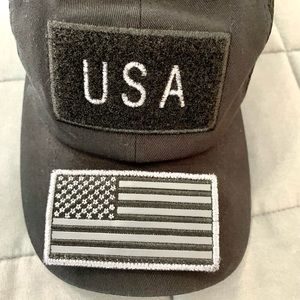 Black Adjustable Baseball Hat with American Flag